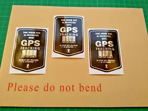 3 Horse Box GPS Tracking Stickers Self Adhesive Polished Mirror Silver, Black - Picture 1 of 20