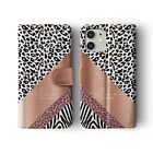 Tirita Personalised Wallet Flip Case for iPhone 15 14 13 12  Safari Animal Print