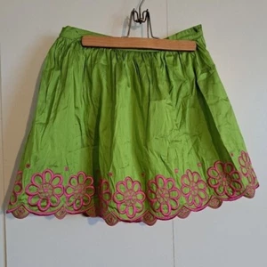 Lilly Pulitzer girls size 8 white label green silk skirt EUC - Picture 1 of 5