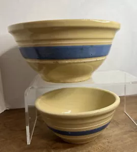 Juego de 2 cuencos de cerámica vintage a rayas azules/blancas Watt - Imagen 1 de 21