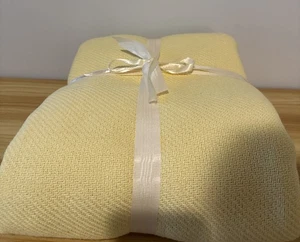 Vtg Ralph Lauren Queen Thermal Blanket 100% Cotton USA Yellow Waffle Weave - Picture 1 of 8