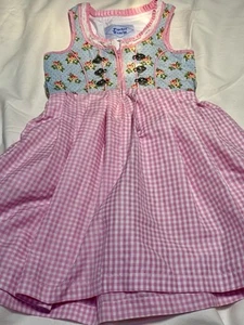 Fischer Tracht Dirndl Dress Pink Gingham Floral Embroidered German Bavarian 1800 - Picture 1 of 6