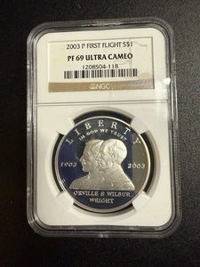 2003 P First Flight Commemorative Silver Dollar NGC PF 69 Ultra Cameo - Picture 1 of 4