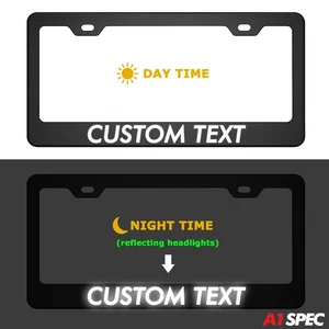 Reflective Custom Made Stainless Steel BLACK / WHITE Letters License Plate Frame - Picture 1 of 5