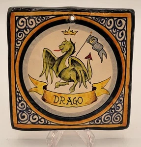Azulejo de cerámica "Dragón de Siena" Dipinto A Mano firmado por Martini M - Italia - Imagen 1 de 9