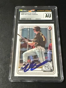 Autografo Owen Cassie firmato 2020 1° carta da baseball Bowman CGC JSA SLAB BD49 - Foto 1 di 2