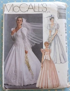 UNCUT Vintage McCalls 5244 1990s Pattern Wedding Bridal Gown Bridesmaid Dress - Picture 1 of 4
