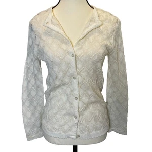 Vintage Jason Maxwell Women's Open Knit Textured Cardigan Size XS Coquette  - Picture 1 of 10