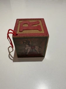 Blocco lettere legno vintage ornamento natalizio con orso tamburo cavallo lettera 2" - Foto 1 di 7