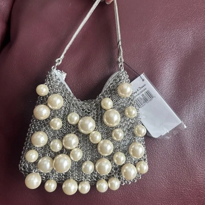 Cartera Whiting & Davis Plateada Malla Perla Bolas Cuentas Cremallera Única Año Nuevo’s Foto 1 de 4