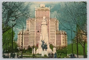 Kontinentale Postkarte geprägt Spanien Denkmal von Cervantes und Espana Gebäude - Bild 1 von 2