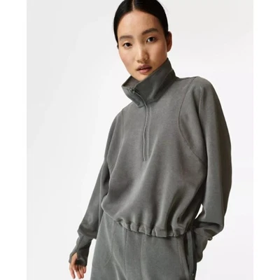 Sudadera Sweaty Betty Sand Wash Media Cremallera Gris Carbón Talla 8 Foto 1 de 4