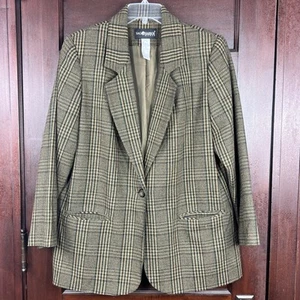Blazer chaqueta academia vintage a cuadros tweed Sag Harbor para mujer 16 mezcla de lana - Imagen 1 de 18