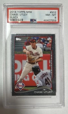 2014 Topps Chase Utley #502 Mini Black Parallel /5 PSA 8 Phillies Rare SP - Image 1 of 2