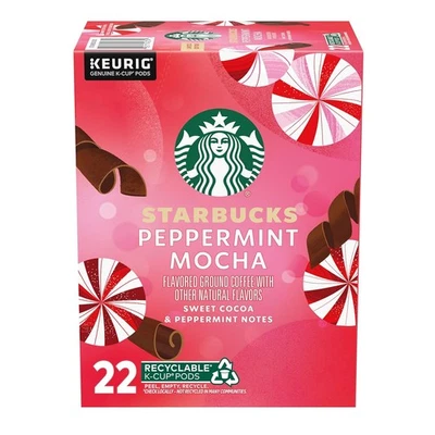 Starbucks K-Cup Coffee Pods, Peppermint Mocha Flavored for Keurig...  - Image 1 of 4