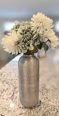 15"T X 5½" Diameter Hammered Aluminum Tube/Cylinder Shaped Vase/Decor Piece  - Image 1 of 4