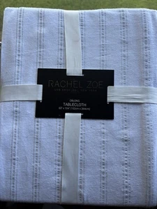 RACHEL ZOE Tablecloth White Silver Shimmer Oblong 60 x 104 NEW - Picture 1 of 4