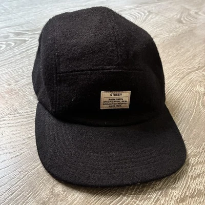 De colección Stüssy Capz Lana 5 Paneles Sombrero de Campamento Negro Patín Ropa de Calle Raro Años 90 00 Foto 1 de 4