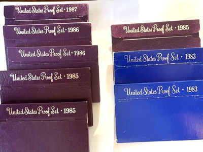8 Sets U.S. Mint Proof Sets - 1983(2), 1985(3), 1986(2), 1987(1) - Image 1 of 3