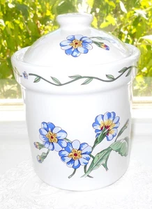 Vasija floral con tapa flores azules y rosas 6 pulgadas - Imagen 1 de 5