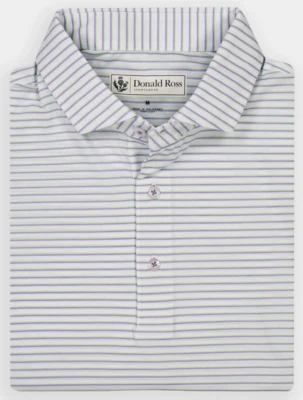 NUEVO Polo de Golf Donald Ross MEDIANO Monroe Multi Rayas Blanco Lavanda Lima Foto 1 de 2