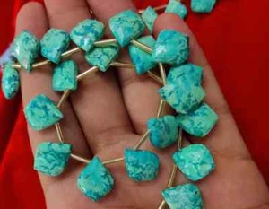 AAA+ Natural Turquoise Fancy Briolettes Faceted Loose Beads 10 Piece 12-14mm - Picture 1 of 4