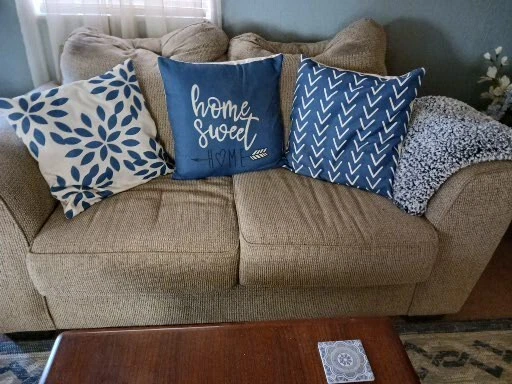 НАВОЛОЧКА 18x18 дюймов набор из 3 домашних милых домашних синих и цвета слоновой кости наволочек - Изображение 1 из 1