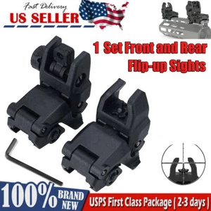 Folding Tactical Back Up Iron Sight Flip Up Front Rear Sights Set Picatinny Rail - Picture 1 of 8