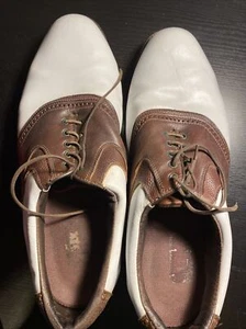 Brown White Size 14 Golf Shoes Rubber Cleats Country Club Golf Life - Picture 1 of 4