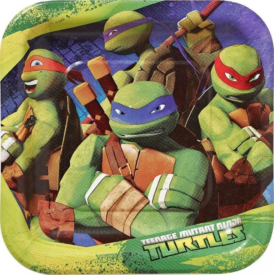 TEENAGE MUTANT NINJA TURTLES TMNT Small Square Paper 7" Party Plates 8 Count New - Image 1 of 1