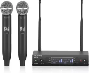 Dual Channel Wireless Microphone System MELONARE Auto-Scan Professional Cordless - Picture 1 of 8