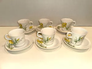 NORITAKE "BUTTERCUP" CRAFTONE CUPS and SAUCERS 1970's 6 Pieces (sets) #8769 - Picture 1 of 7
