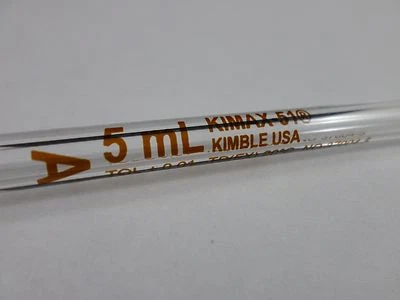 Kimble KIMAX-51 Bombilla de Vidrio Reutilizable TD 5mL Pipeta Volumétrica 37004-5 Foto 1 de 4