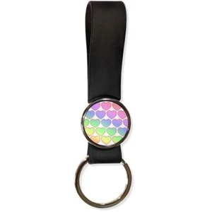 Rainbow Heart Pattern Silicone Loop Key Ring (35mm x 120mm) - Picture 1 of 8