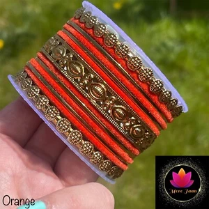 Indian Orange Gold Plated Traditional Bangles Bollywood Style Kara Size 2.8 - Picture 1 of 3