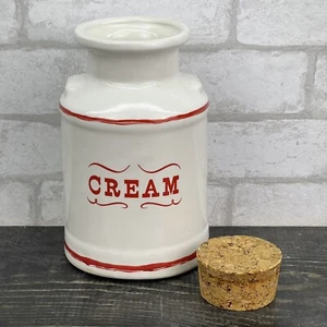 Vtg House Of Webster CREAM JAR PITCHER white & red  milk Ceramic canister 8” - Picture 1 of 12