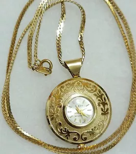 Vtg Chevy Necklace Watch Swiss Made Antimagnetic Trifari Chain * Self Winding - Picture 1 of 18