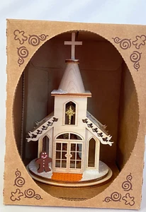 NIB GINGER COTTAGES Christmas Chapel GCC118 German Wood Church Ornament - Picture 1 of 7