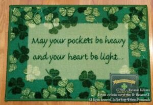 NEW ST PATRICK'S DAY ACCENT RUG 17 X 26 "MAY YOUR HEART BE LIGHT" WITH SHAMROCKS