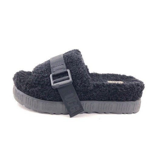 Sandali da donna neri UGG Fluffita plateau slide taglia 8 EUR 39 pelle di pecora