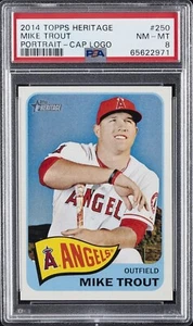 Topps Heritage 2014 retrato-tapa logotipo #250 Mike Trout PSA 8 casi nuevo-como nuevo calificado - Imagen 1 de 2