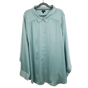 Torrid Madison Satin Button Up Shirt Harbor Grey NWT Size 5X 28 Business Casual - Picture 1 of 11