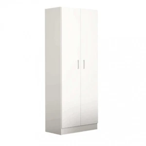 Wardrobe 2 ante wood mobile hanger white 2 shelves 80x52x180 CM - Picture 1 of 2