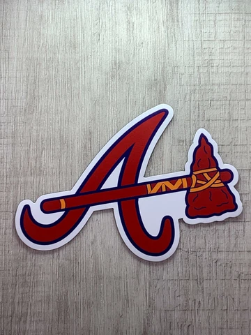 Atlanta Braves Logo(MAGNET) Type Monogram & tomahawk MLB Baseball Die-Cut Round Cover