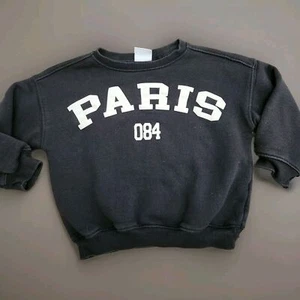 ZARA Kids Girl’s Youth Paris Crew Neck Sweatshirt Sweater Size 3-4 Long Sleeve - Picture 1 of 5