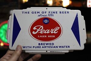 RARE 1950's XXX PEARL LAGER BEER EMBOSSED PAINTED METAL SIGN BAR TAVERN BREW GEM