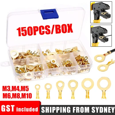 150PCS Insulated Crimp Ring Terminals Spade Electrical w/Box Wire Connectors AUS - image 1 of 4