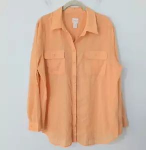Chico's Celia Relaxed Hemd mit Knopfleiste Fronttasche Rollriegel orange 3 XL - Bild 1 von 11