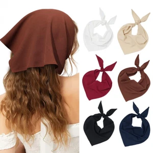 Women's Triangle Hair Scarf Solid Color Turban Hairbands Bandana Headwrap ∠ - Picture 1 of 25