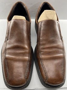 Ecco Mens Shoes Size 43 Brown Leather Loafers Slip On Comfort - Picture 1 of 6
